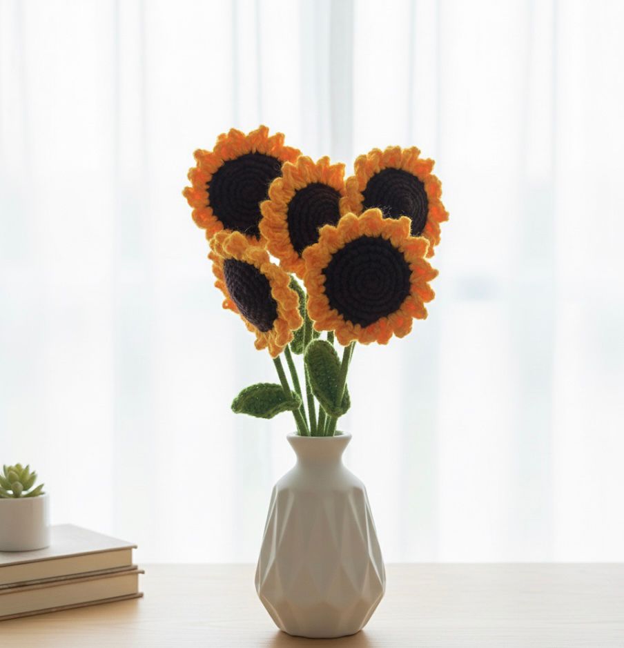 Crocheted Sunflowers - Bundle of 5
