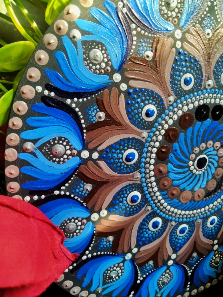 Mandala Art - Curved Design - Blue