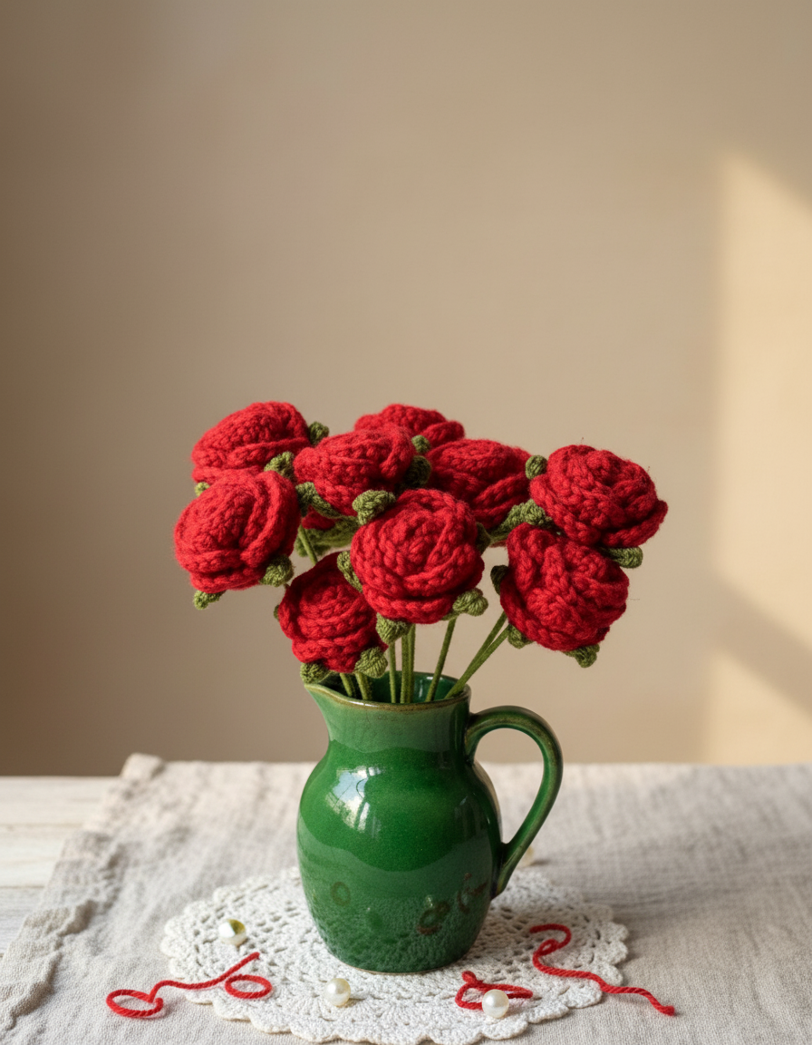 Crocheted Roses - Bundle of 5