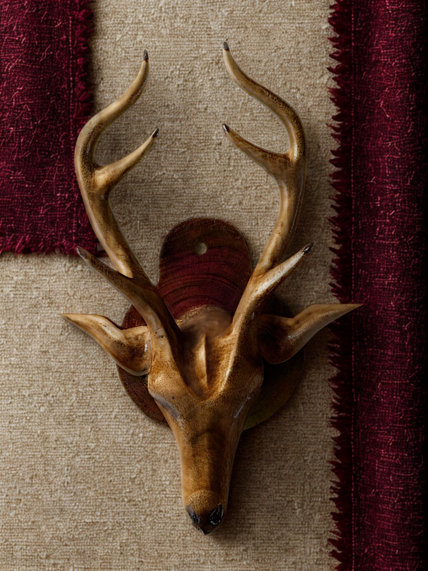 Deer Head - Wooden craft, burnished finish