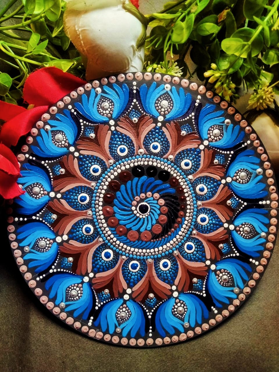Mandala Art - Curved Design - Blue