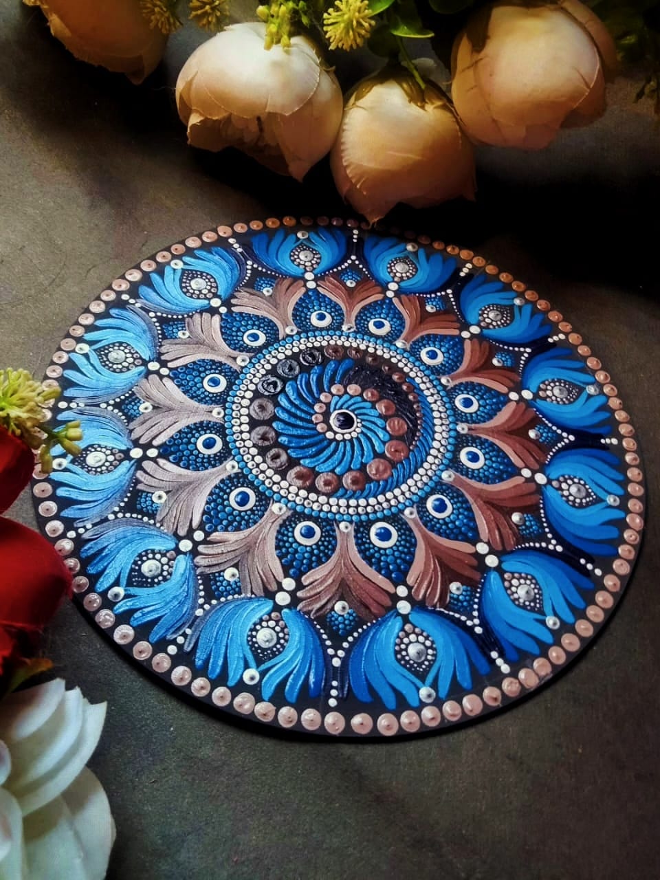 Mandala Art - Curved Design - Blue