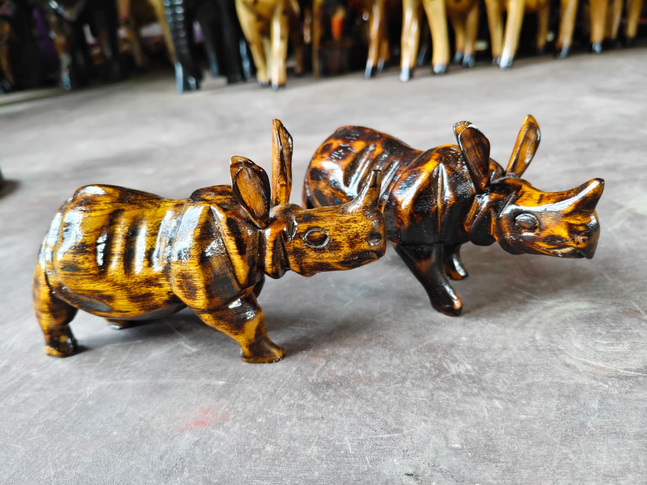 Miniature Wooden Rhino