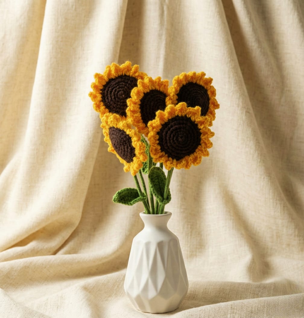 Crocheted Sunflowers - Bundle of 5