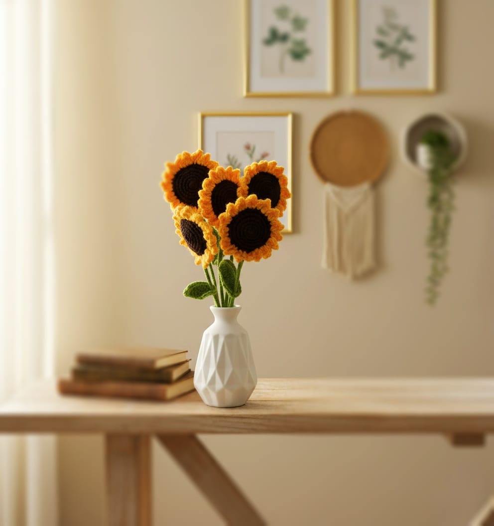 Crocheted Sunflowers - Bundle of 5