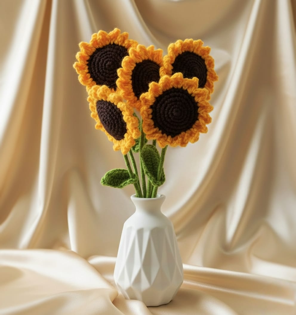 Crocheted Sunflowers - Bundle of 5