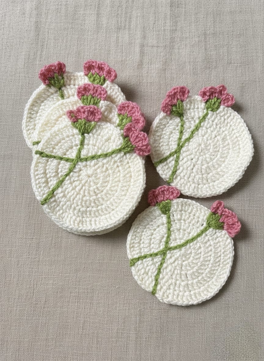 Crocheted Tea Coasters - Pack of 4