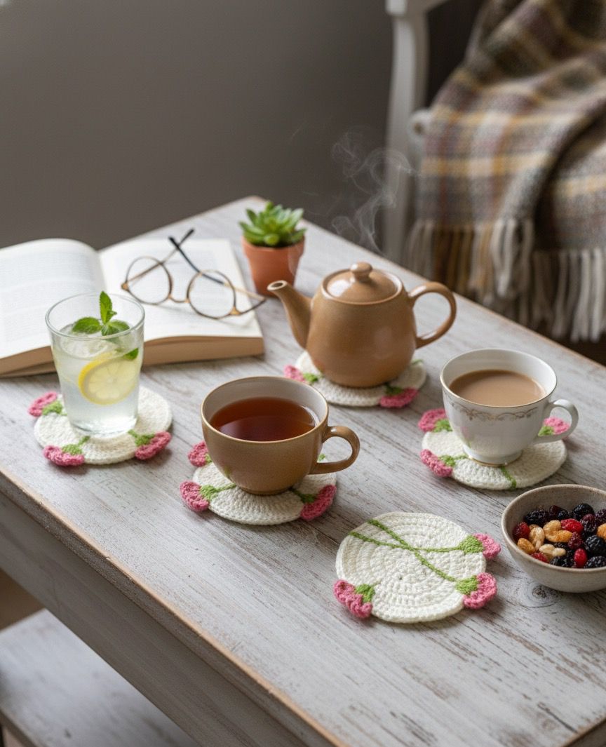 Crocheted Tea Coasters - Pack of 4