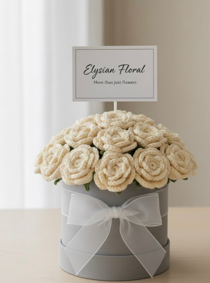 Elysian Floral Crocheted Bouquet - 15 Handmade Roses
