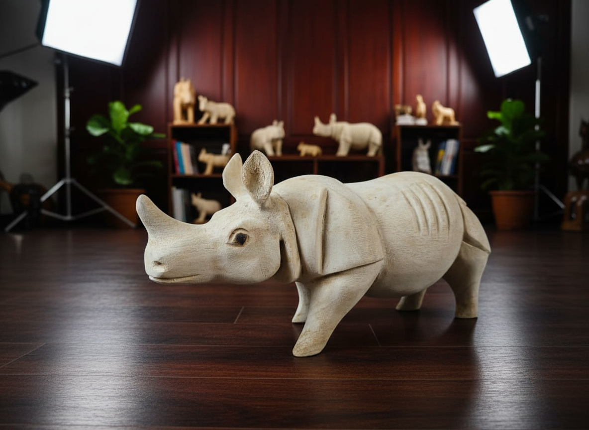 Miniature Wooden Rhino