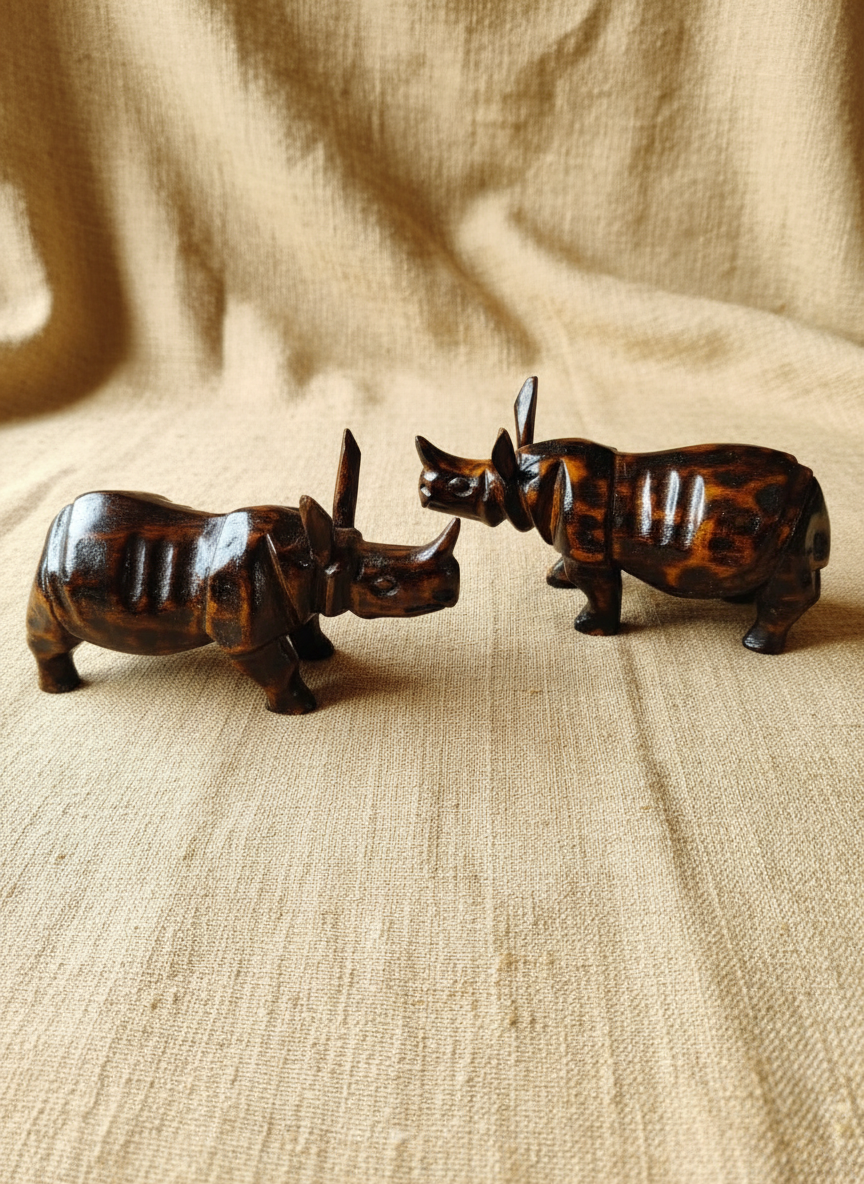 Miniature Wooden Rhino