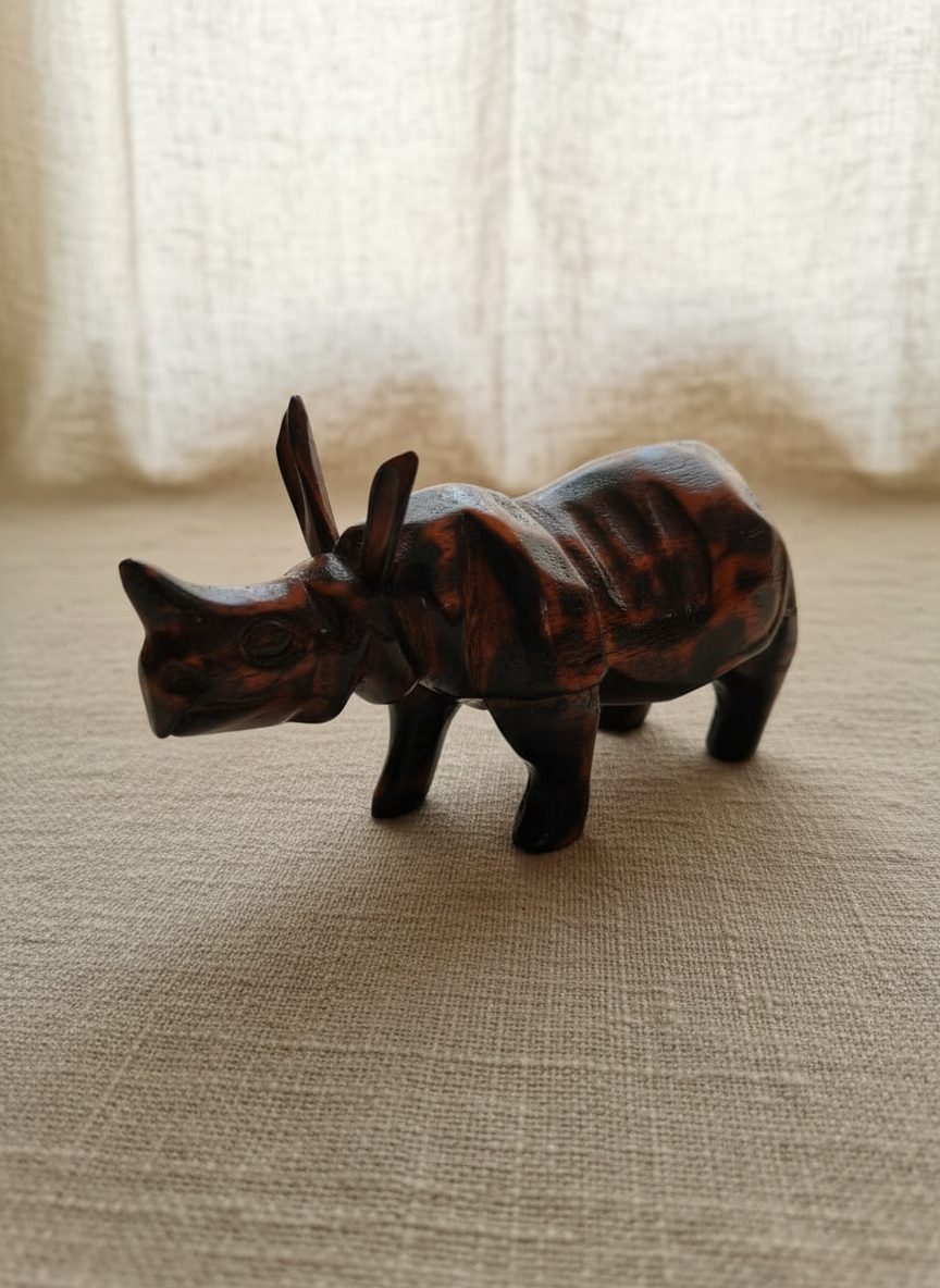 Miniature Wooden Rhino