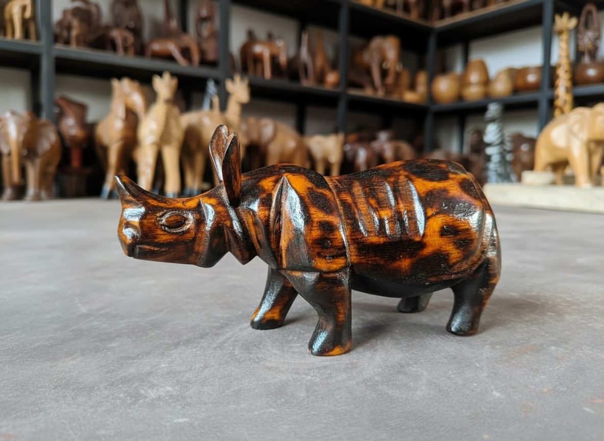 Miniature Wooden Rhino