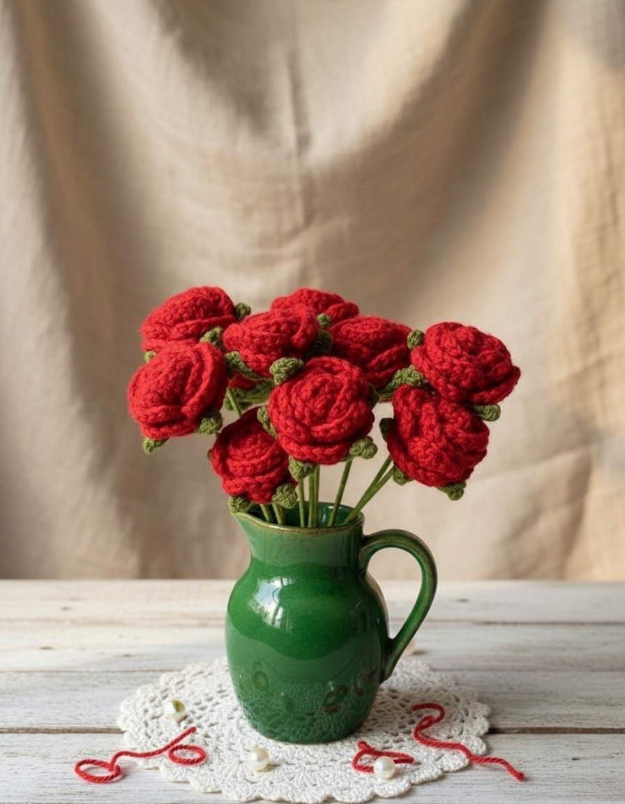 Crocheted Roses - Bundle of 5