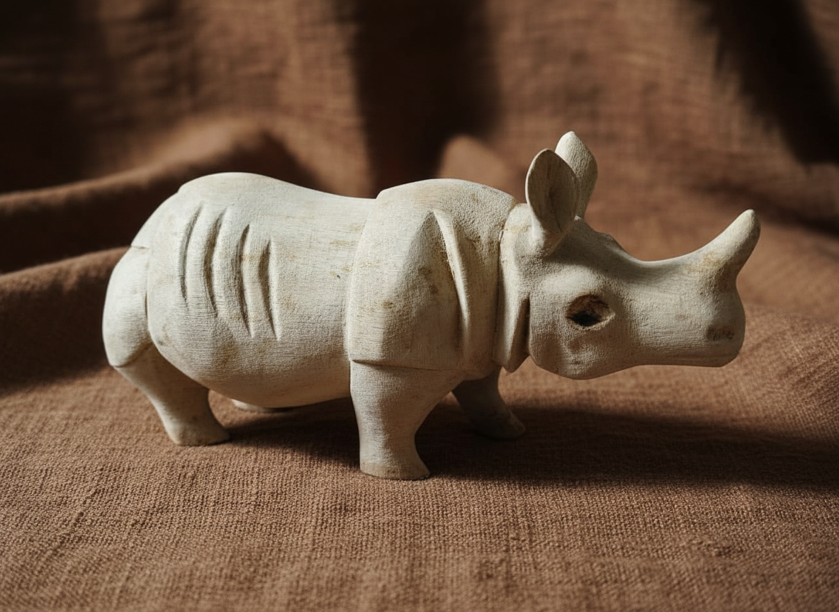 Miniature Wooden Rhino
