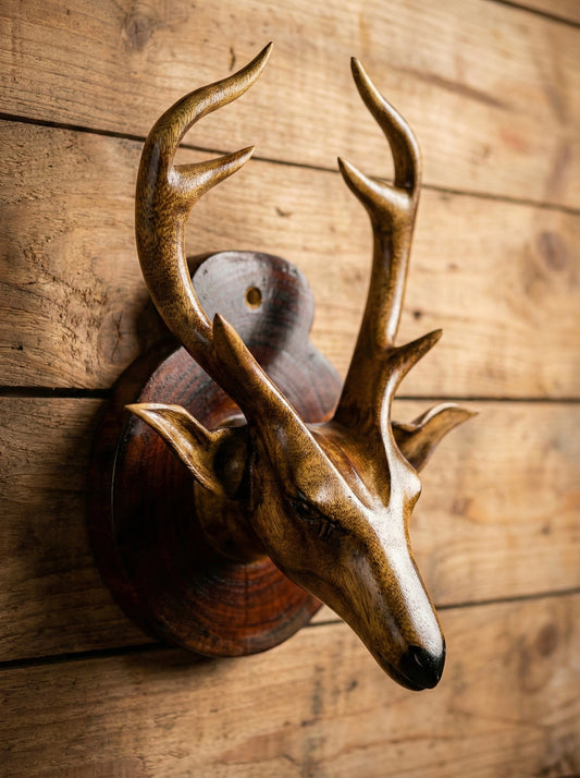 Deer Head - Wooden craft, burnished finish